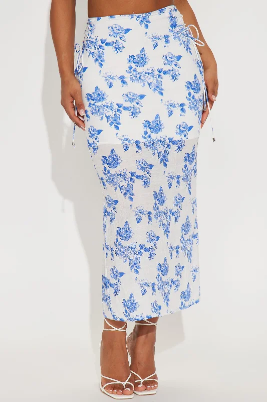 True For You Floral Maxi Skirt - White/combo