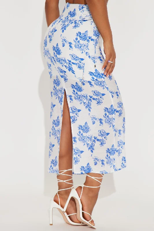 True For You Floral Maxi Skirt - White/combo