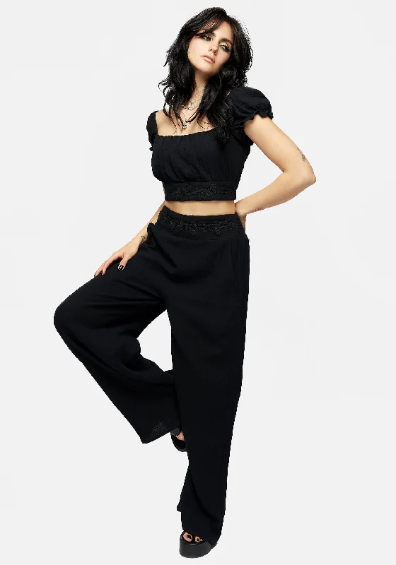 Vine Textured Wide Leg Trouser