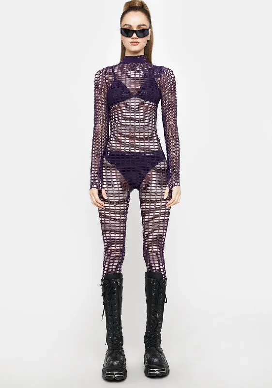 Violet Outta Your Mind Sheer Jumpsuit