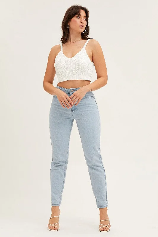 White Cable Crop Knit Top