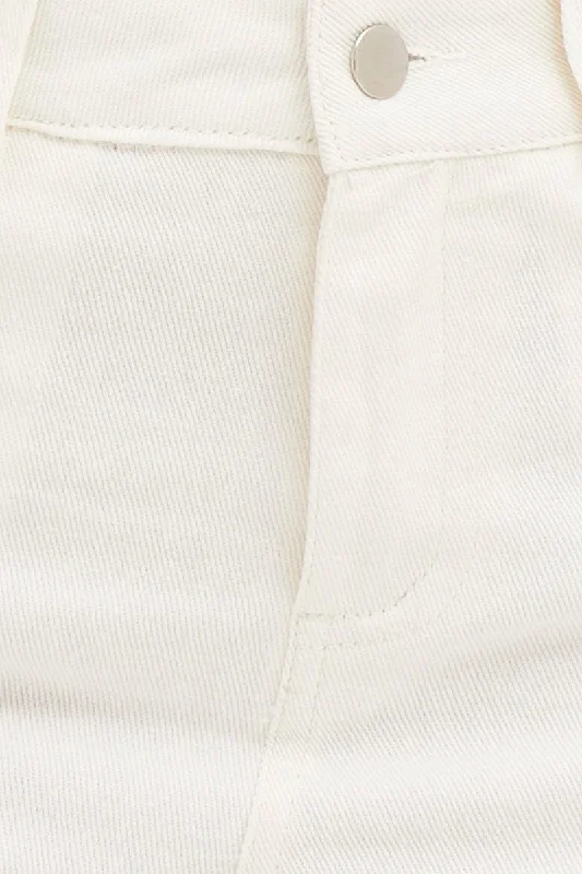 White Cargo Pants Polyester