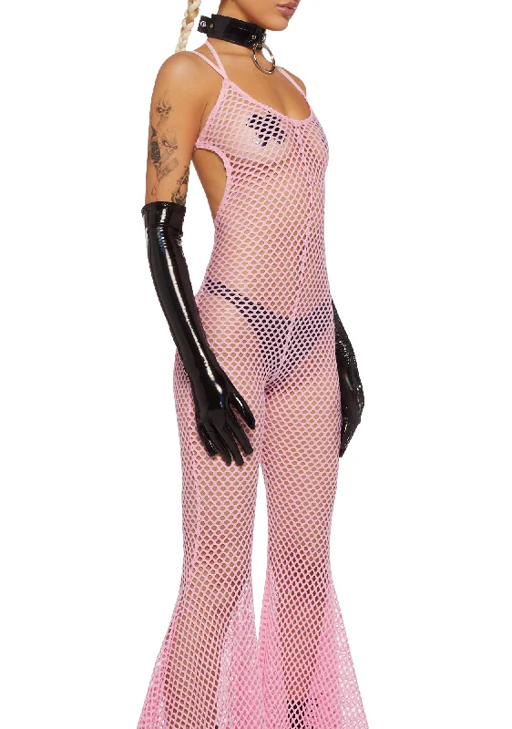 Wired Seduction Fishnet Jumpsuit - Pink