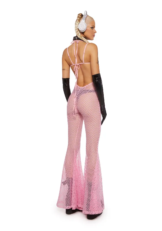 Wired Seduction Fishnet Jumpsuit - Pink