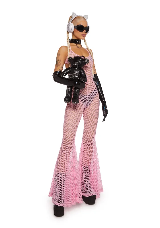 Wired Seduction Fishnet Jumpsuit - Pink