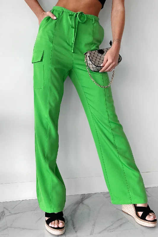 With Stylish Ease High Waist Cargo Pants (Green)