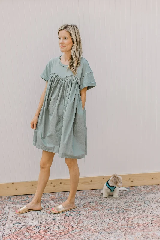 Sage Contrast T Shirt Dress