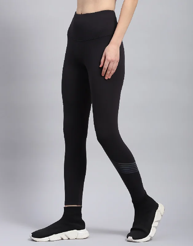 Women Black Solid Regular Fit Legging