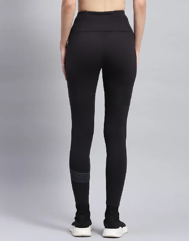 Women Black Solid Regular Fit Legging