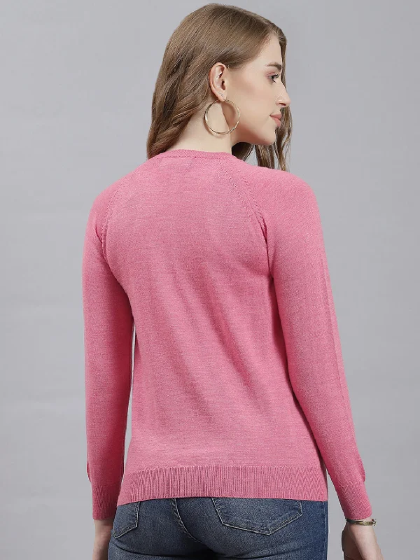 Women Pink Solid Cardigan