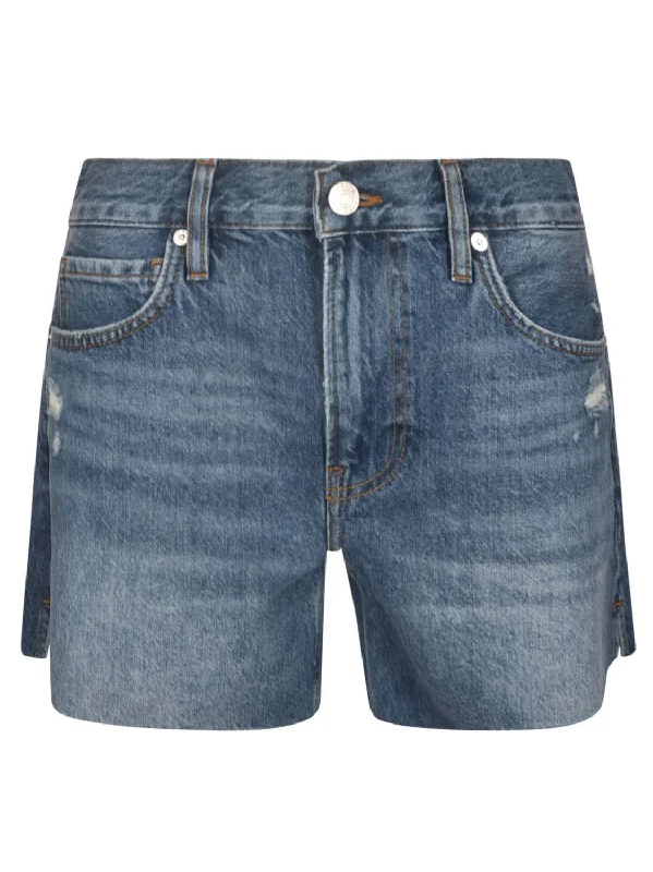 Women's Distressed Denim Shorts In Azure