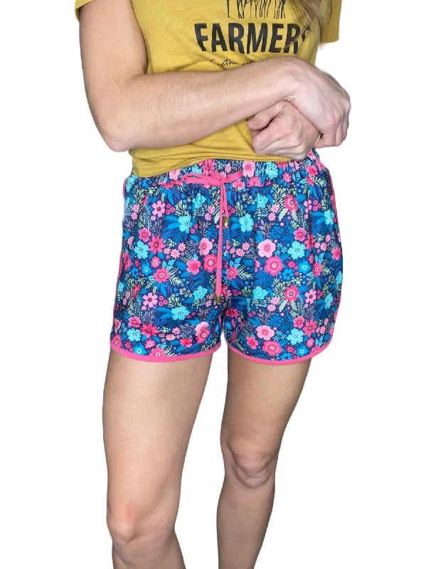 Women's Watch Me Bloom Floral Everyday Shorts In Pink/blue