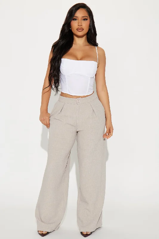 Work Too Hard Wide Leg Trouser - Stone