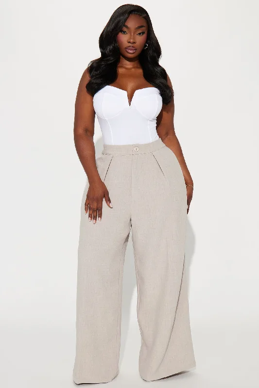 Work Too Hard Wide Leg Trouser - Stone