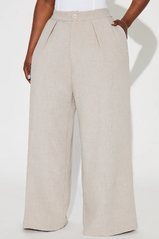 Work Too Hard Wide Leg Trouser - Stone