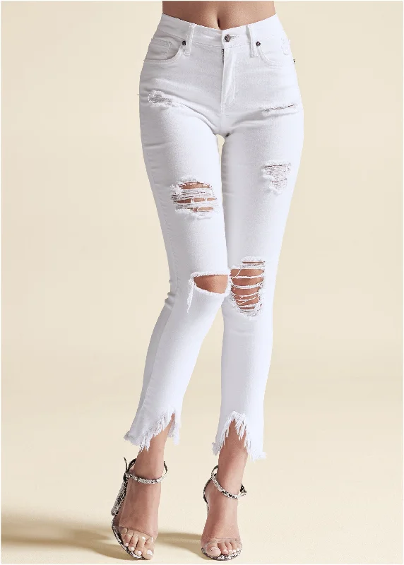 Triangle hem jeans - White