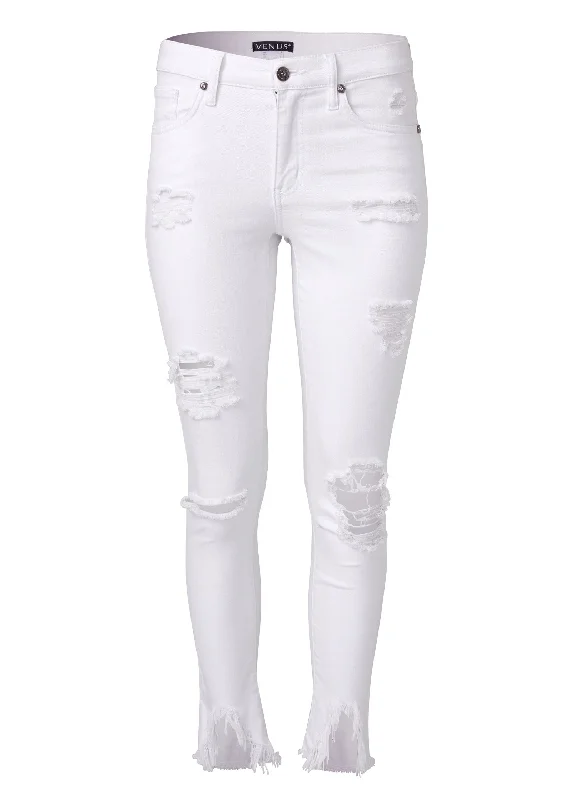 Triangle hem jeans - White