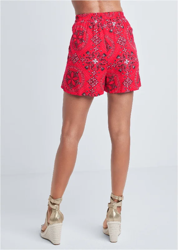 Paisley print wrap shorts - Red Multi