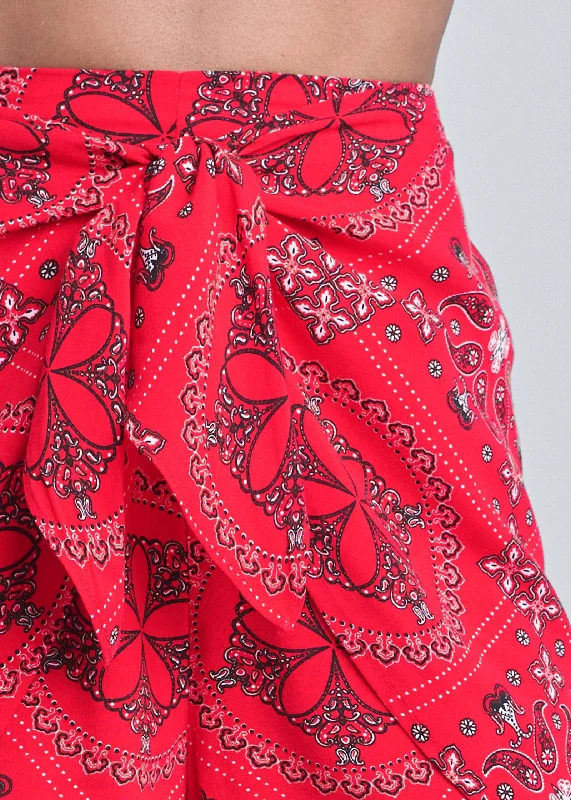 Paisley print wrap shorts - Red Multi