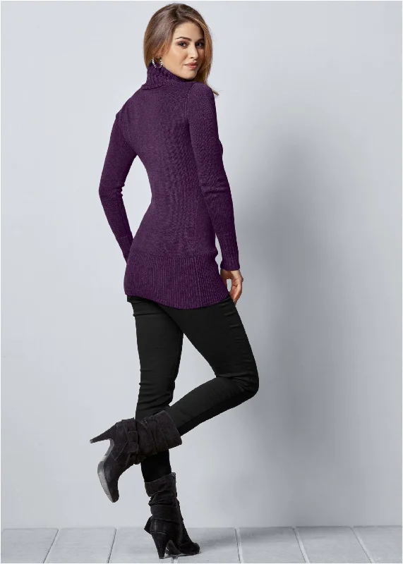 Side lace-up sweater - Dark Purple