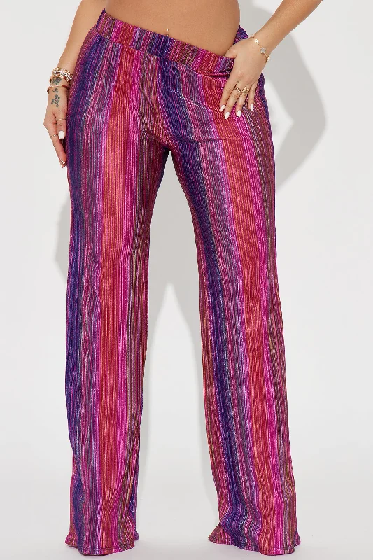 Your Majesty Wide Leg Plisse Pant - Magenta/combo