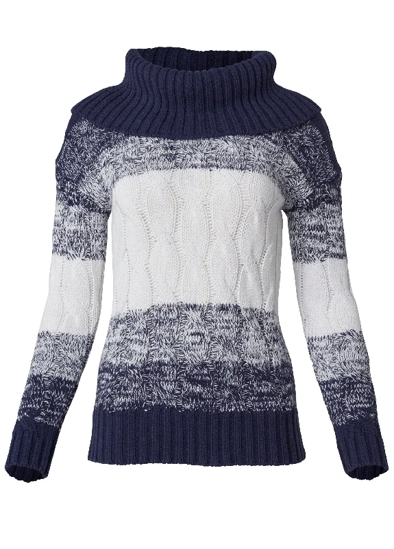 Marled striped turtleneck - White Multi