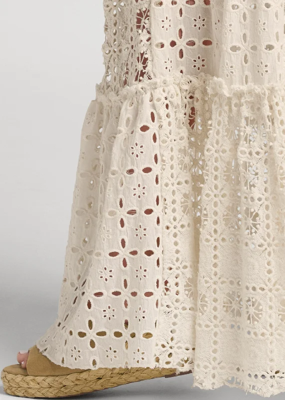 Tiered eyelet maxi skirt - Cream