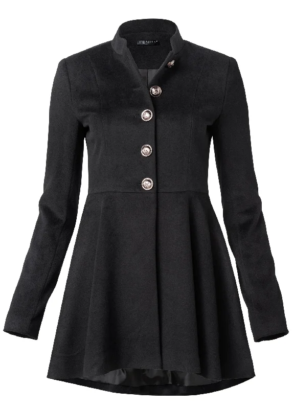 Faux wool peplum peacoat - Black