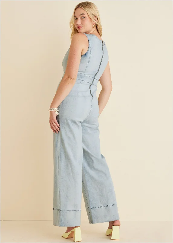 Stretch denim jumpsuit - Light Wash