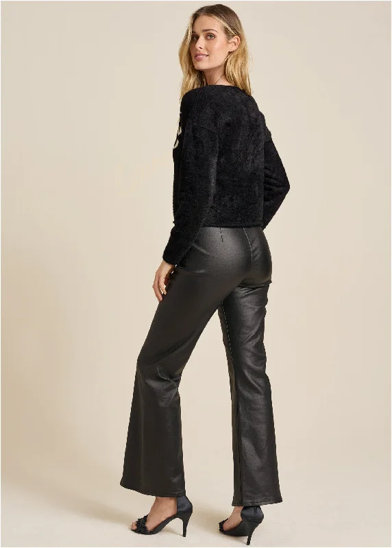 Coated flare jeans - Black