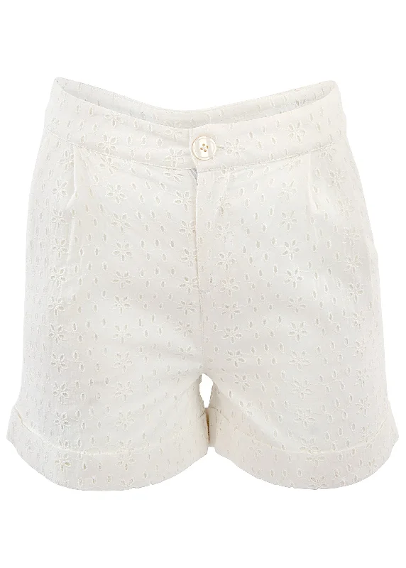 Eyelet cuffed button shorts - Off White