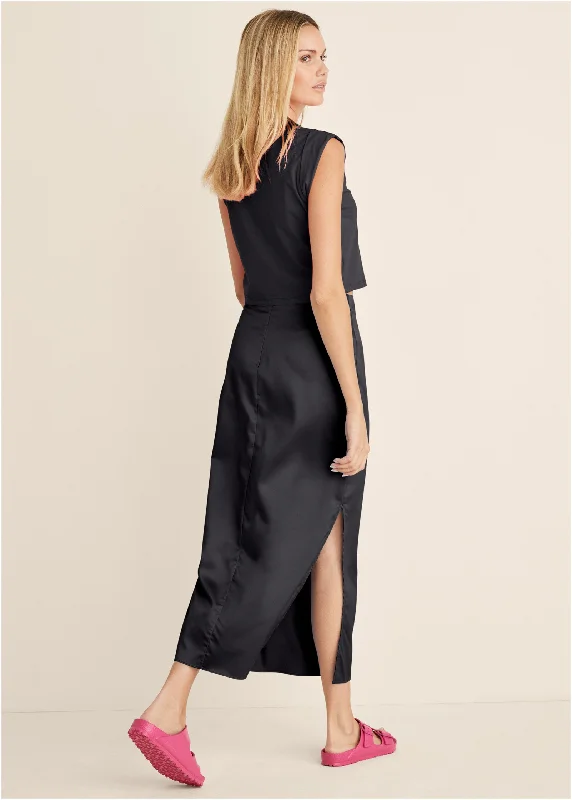 Midi slip skirt - Black