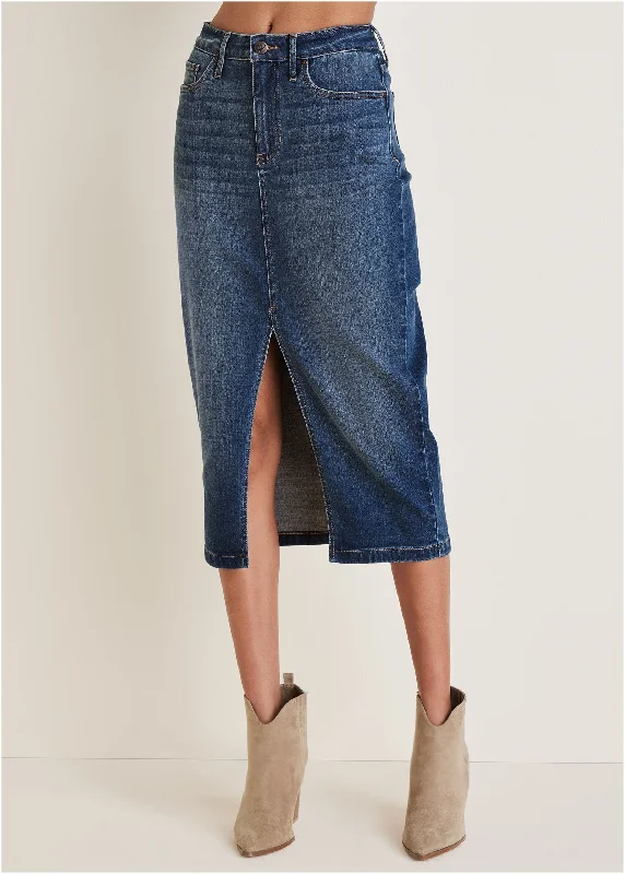 Denim midi skirt - Medium Wash