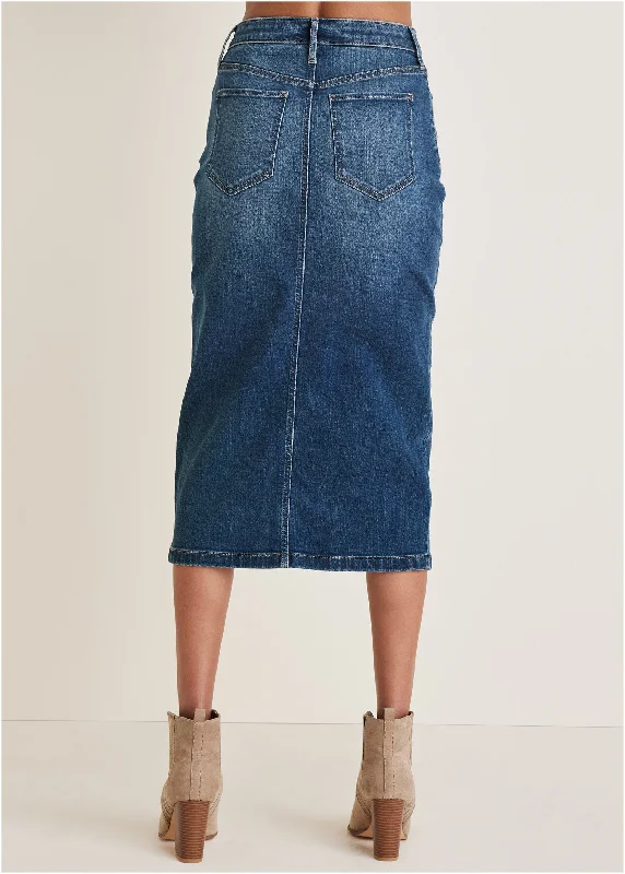 Denim midi skirt - Medium Wash