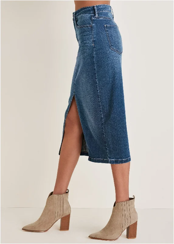 Denim midi skirt - Medium Wash