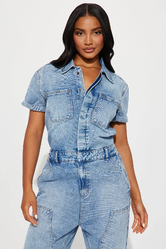 Zarina Denim Jumpsuit - Light Wash