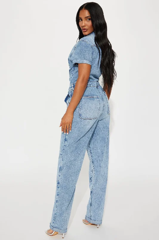 Zarina Denim Jumpsuit - Light Wash