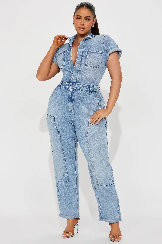 Zarina Denim Jumpsuit - Light Wash