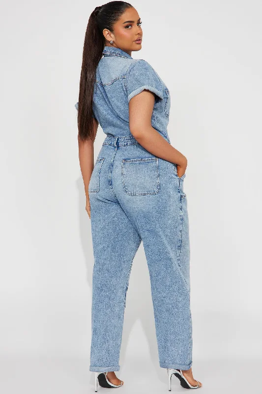 Zarina Denim Jumpsuit - Light Wash