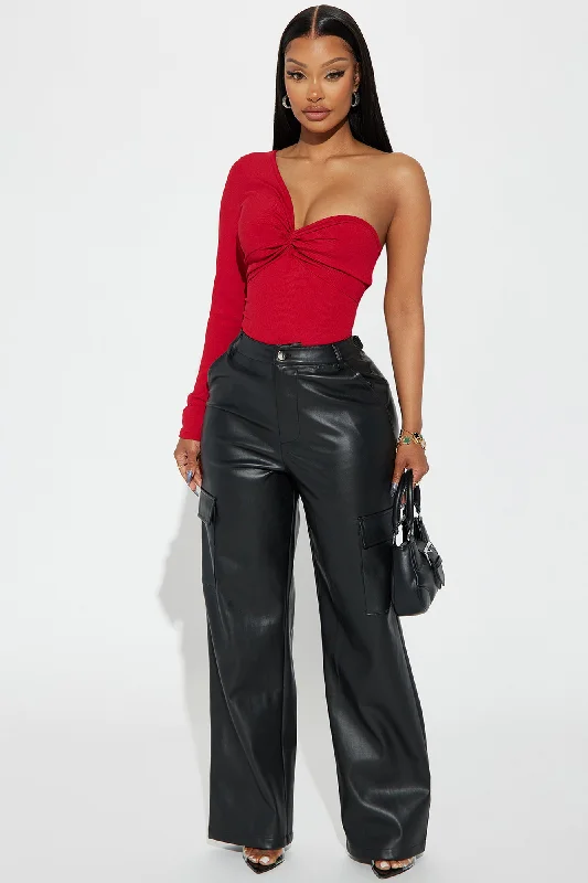 Zora Faux Leather Cargo Pant - Black