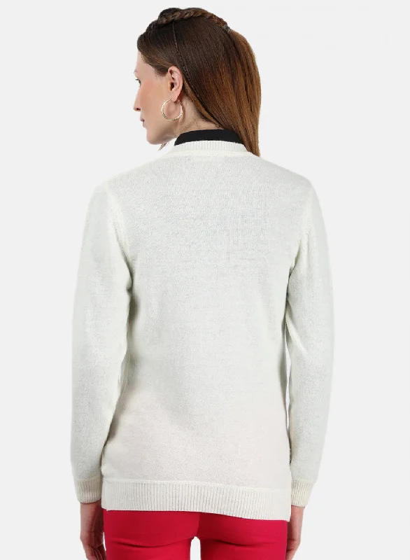 Women White Solid Cardigan